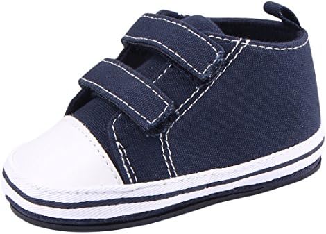 MiYuebb 4 Colors Infant Sweet Canvas Sneaker Velcro Anti-Skid Baby Trainer (0-6 Months, Dark Blue)
