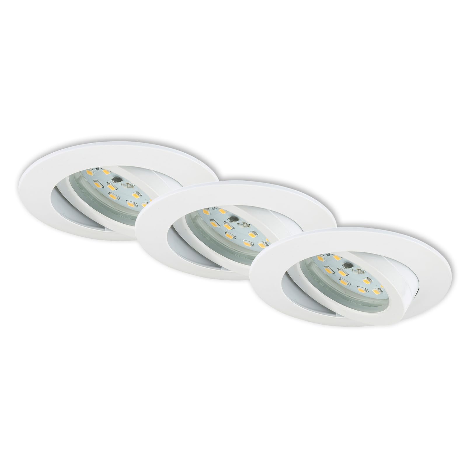 BRILONER Leuchten – Recessed LED Downlight, Set of 3 Adjustable and dimmable LED Ceiling Lights, 5.5 Watt, 470 Lumens, 3,000 Kelvin, IP23, White, 82x28mm (DxH)