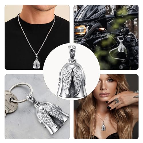 Guardian Bell, Guardian Ride Bell, Stainless Steel Motorcycle Angel Shaped Guardian Hanging, Lucky Bell Motorcycle Bells
