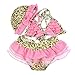 Girl Cream Brown Leopard Ruffle Tutu Lace Bikini Swimsuit with Cap for Ages 2-6 (2T(70-80CM))