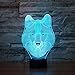 SUPERNIUDB Animal Wolf Decor 3D Night Light Table Desk Optical Illusion Lamps 7 Color Changing Lights