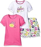 Gerber Girls' 3 Playwear Set 2/Shirts 1/Skort, Bee, 24 Months