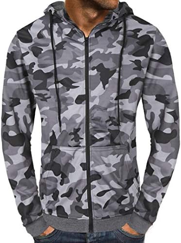 Men's Autumn Slim Fit Lightweight Camouflage Zip up Hoodie for Men Hooded Pullover Jacket Sweatshirt