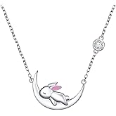 FLYOW 925 Sterling Silver Cute Animal Jewelry Pig/Pandas/Bunny/Corgi/Squirrel Pendant Necklace for Women Birthday Christmas Pet Fans Gifts