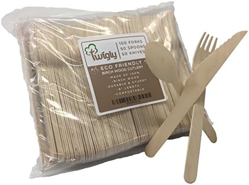 Premium Eco-Friendly Birch Wood Cutlery Set : Pack Of 200 Biodegradable Forks, Knives &amp; Spoons – Disposable Wooden Utensils For Parties, Picnics, Events &amp; Weddings – Durable &amp; Environmentally Safe