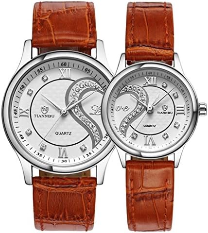 Brighome 1 Pair/ 2pc Tiannbu Ultrathin Leather Romantic Fashion Couple Wrist Watches