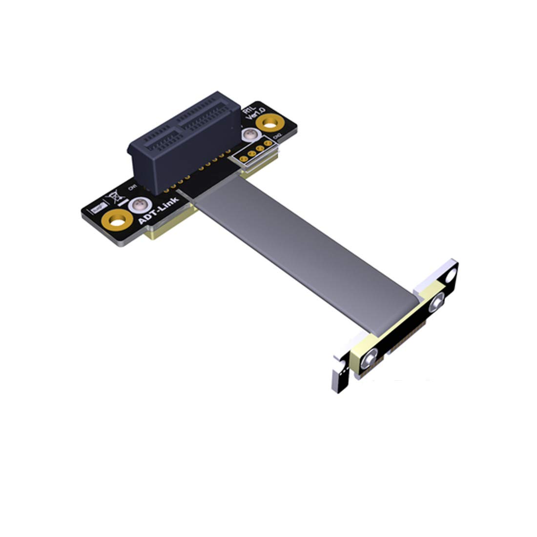 ADT-Link Dual 90Degree Right Angle PCIe 3.0 x1 to x1 Extension Cable R11SL-TL 8G/bps High Speed PCI Express 1x Riser Card Ribbon Extender (5cm)