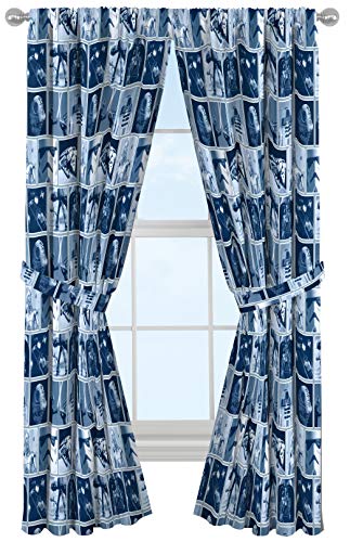 Star Wars Classic Space Battle Blue 63" Inch Window Curtains/Drapes 4 Piece Set (2 Panels & 2 Tie Backs)