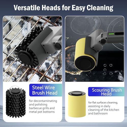 Electric Grill Brush, Barbecue Cleaning Brush with Adjustable Angle, 3 Speeds, 90 Minutes Runtime, Stainless Steel Bristles, Electric Grill Cleaner for Grills