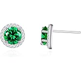 YOQUCOL Bright 8MM,10MM Cubic Zirconia Crystal Stud Earrings Round Pierced Earrings For Women