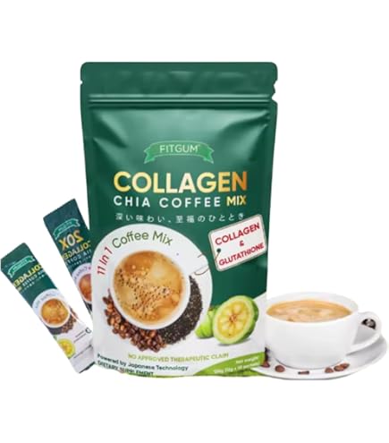 Amazon.com : 2 Packs FIT GUM Collagen Chia Coffee - 11 in 1 Coffee
