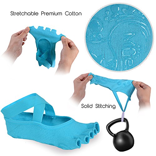 image for Muezna Non Slip Yoga Socks for Women, Toeless Anti-skid Grip Pilates, 