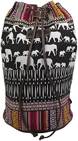 Unionbay Girls Women's Hippie Bohemian Style Elephant Aztec Boho Tribal Bucket Bag Backpack (Multi-Elephant)