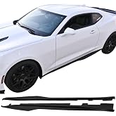 Fit 2016-2024 Chevy Camaro Gloss Black Side Skirts Extention ZL1 Style | IKON MOTORSPORTS, Glossy Black PP Rocker Panel Splitter, Durable Side Underbody Spoiler, 2017 2018 2019 2020 2021 2022 2023