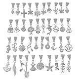 RUBYCA 40Pcs Tibetan White Silver Plated Metal Connector Bails Mix Bead Pendant Charm Bracelet 402