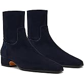 RJYLP Women's Ankle Boots Square Toe Low Chunky Block Heel Booties Comfortable Short Boots Side Zipper Booties Shoes