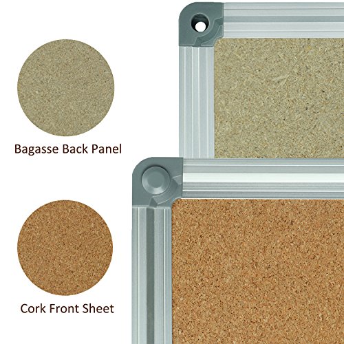 4 Thought Cork Board Bulletin Board 48 x 36 Inches, Cork Notice Pin Board Memo Board with Silver Aluminium Frame for Display and Organize Office or Classroom, 4 x 3 Feet, 10 Push Pins Included