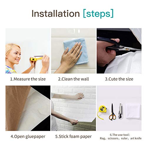Regetek 3D Wall Panels Self-Adhesive Decorative Faux Foam Wallpaper for Interior TV Walls/Sofa Background Wall Decor DIY Peel and Stick Easy Installation (White Brick Wallpaper-10 Pack 58.13 sq.ft) - Thumbnail 5