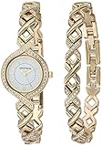 Armitron Women's 75/5412WTGPST Swarovski Crystal Accented Gold-Tone Watch and Bracelet Set
