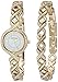Armitron Women's 75/5412WTGPST Swarovski Crystal Accented Gold-Tone Watch and Bracelet Set