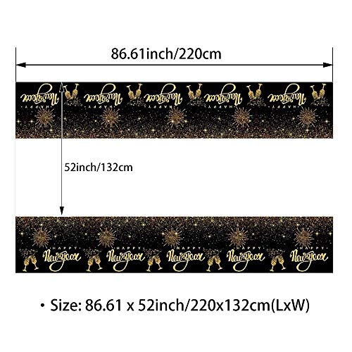 3PCS New Year Table Cover Party Supplies Decorations, Holiday/Xmas/Christmas/2020 Happy New Year Eve Plastic Tablecloth Party Decorations