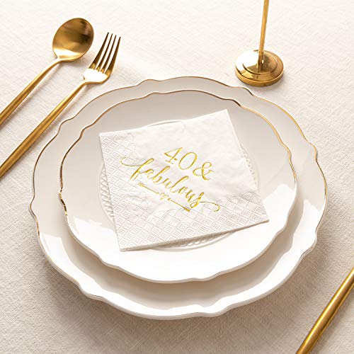 Crisky-40-and-Fabulous-Cocktail-Napkins-Gold-for-Women-40th-Birthday-Decorations-40th-Birthday-Bevergae-Dessert-Table-Supplies-50Pcs-3-Ply