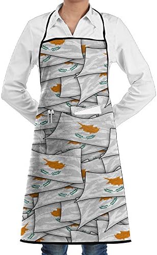 Cyprus Flag Wave Collage Funny Aprons Kitchen Aprons Work Aprons With Pockets, 28.3 X 20.8" Cute Apron For Cooking,Baking,Gardening,Crafting,BBQ