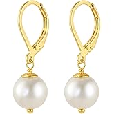 Handmade Pearl Drop Earrings for Women – 925 Sterling Silver Leverback Dangle Earrings, Lightweight Minimalist Jewelry, Gift for Her