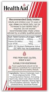 HealthAid Calcium 600mg Chewable 60 Tablets Vitamin D3 Lemon view 2