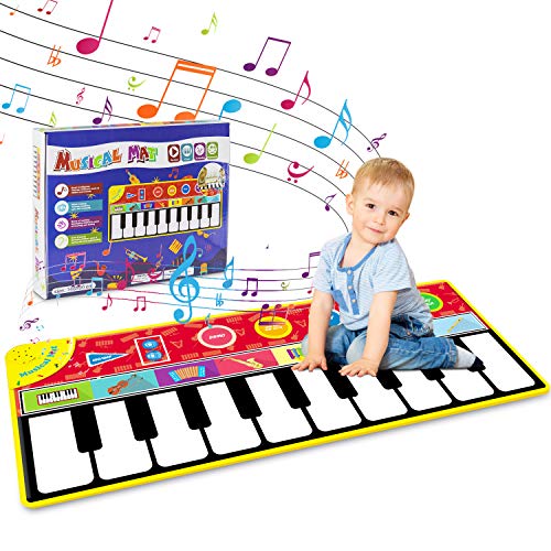 Tencoz Kids Piano Musical Mat, 10 Keys Piano Keyboard Play Mat, Electronic Dance Mats with Record, Playback, Demo, Play, Educational Toys for Boys Girls, 58.26 x 23.62 inches - Thumbnail 7