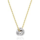 TONLUYAX Gold And Silver Knot Necklace for Women Two Tone Love Knot Pendant Necklaces Minimalist Jewelry Fashion Accessories