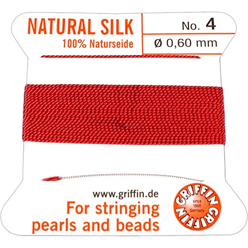 Griffin Silk Beading Cord & Needle Garnet Red Sz 4