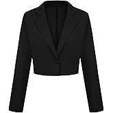 LADI TREND Cropped Blazer for Women Long Sleeve Notch Lapel Button Front Blazers Casual Work Office Cardigan Suit Jacket
