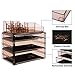 SONGMICS Makeup Organizer 3 Large Drawers Cosmetic Jewelry Storage Display Boxes with 14 Top Compartments 2 Pieces Set Tawny UJMU17T