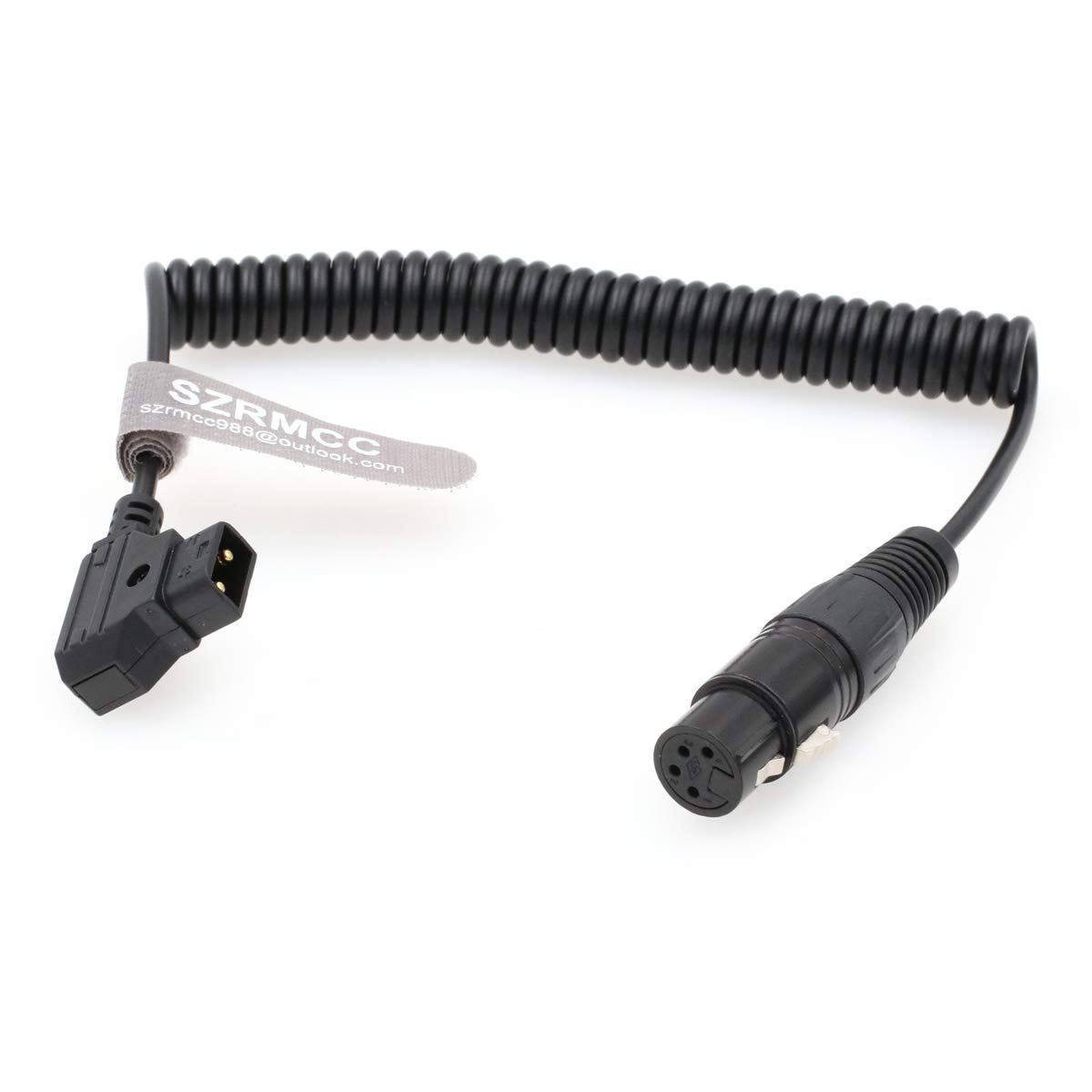 SZRMCC XLR 4 Pin to D-tap Coiled Power Cable for DSLR Camcorder Practilite 602 LED Light Sony F55 SXS Camera Monitor