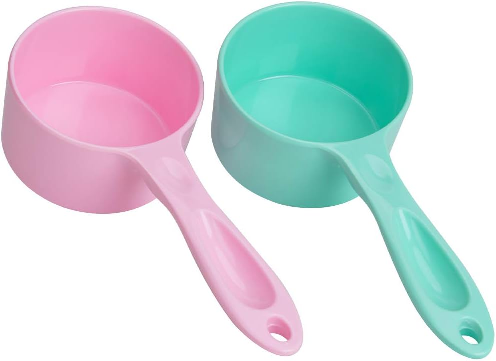 Super Design Sturdy Melamine Food Scoop for Dogs Cats Birds, Measuring Cup, Long Comfortable Handle