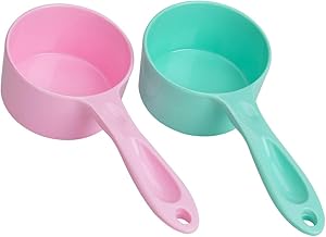 Super Design Sturdy Melamine Food Scoop for Dogs Cats Birds, Measuring Cup, Long Comfortable Handle