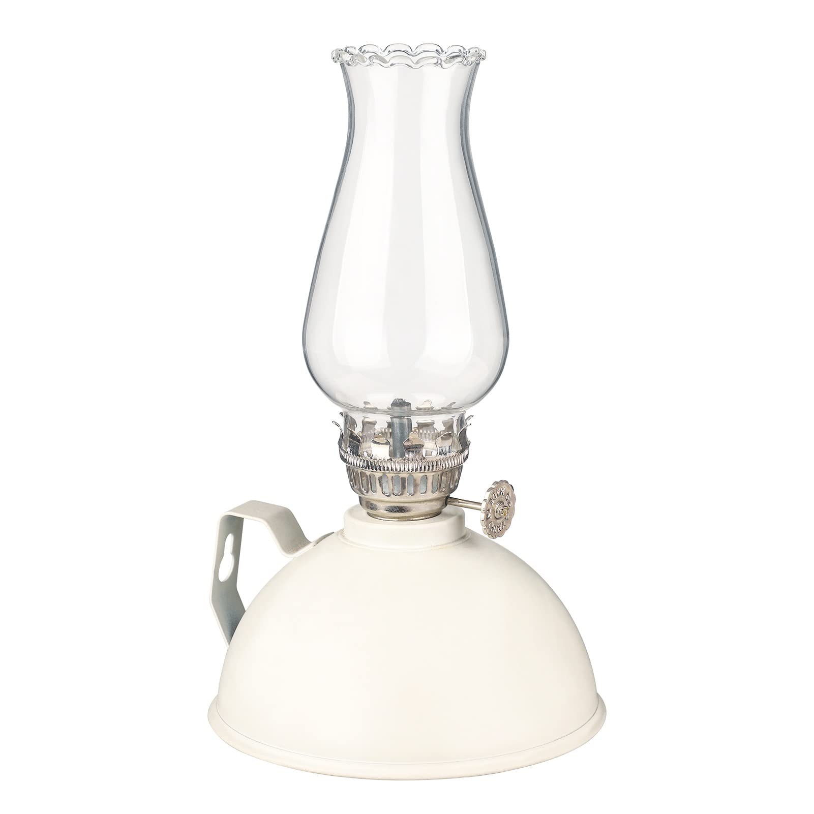 amanigo 7.48in Mobil Lamp Metal Belt Handle Oil Lamp For Camping Home Kitchen Bedroom Restaurant (Color : White-B)