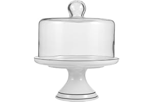 HEALEEP Glass Cake Stand with Dome Cover, 10-inch Dessert Serving Platter for Parties, Weddings, and Bakery