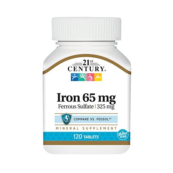 21st Century Iron 65 Mg Ferrous Sulfate 325 Mg Tablets, 120 Count (Pack of 2) FIT GRAM