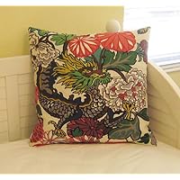 Athena Bacon Schumacher Chiang Mai Dragon in Alabaster Designer Pillowcase Cover