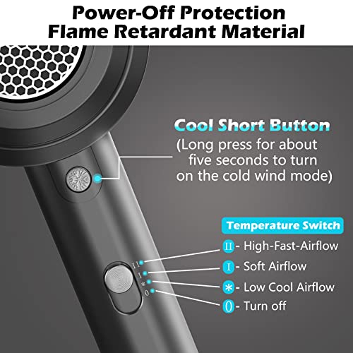 Ionic Hair Dryer with Powerful AC Motor, 1800W Professional Hair Dryer