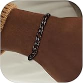 ChainsHouse Figaro Link Chain Bracelet, Mens Gold Bracelet Stainless Steel/Black/14K Gold Plated Wrist Figaro Bracelets for Men Women, 6MM-13MM, 7.5"/8.3", Send Gift Box