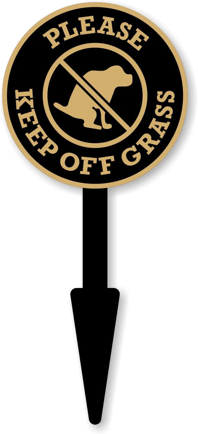 Plaques & Wall Art - SmartSign Please Keep Off Grass No Dog Poop Yard Sign for Lawn / Outdoor - Double-Sided, 17 x 7.5 inch, 375 mil Thick Rustproof Cast Aluminum Metal Plaque, Black and Gold