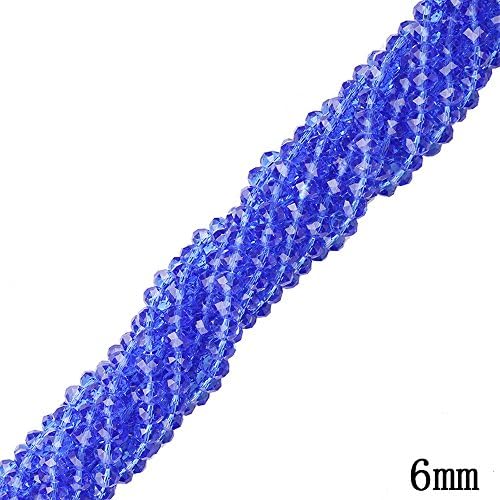 6mm Assorted Crystal Beads Faced Glass Beads Crystal Rondelle Bead,100pcs (Blue)