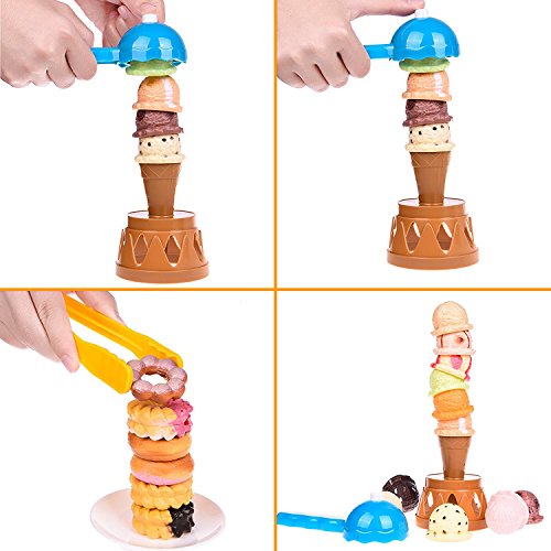 image for Fun Little Toys Scoop Stacking Ice Cream Cone and Desserts Tower-54Pcs