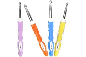 Zerodeko 4pcs Extra Large Aluminum Crochet Hooks Set 7-10mm with Non-Slip Soft Handles for DIY Yarn Craft,