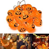 Muscccm Halloween Pumpkin Lights, 20 LED Pumpkin Halloween Decoration Jack o Lantern String Lights Battery Powered Pumpkin Lantern Decor for Indoor/Outdoor Halloween, Party