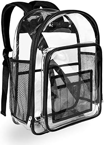 Clear Backpack, MFTEK Transparent PVC Backpacks, Heavy Duty See Through School Security Backpack for Students, Kids, Adults