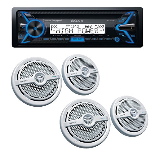 Sony MEX-M100BT High Power Bluetooth Marine Receiver with Two Pairs of XS-MP1621 White 6.5
